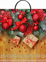 Пакет-сумка пласт ручка 440х400х0,100 Шарики на деревянном ПВД /10/100