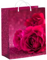 Пакет-сумка мягкая пласт ручка 260х240х0,140 Малиновые розы /40