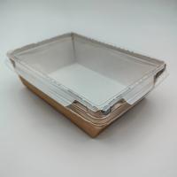 Салатник  400 мл LAM-GEOBOX-400 крафт белый внутри 145х100х45 мм прозрачная крышка 50/ 400 шт/кор