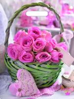 Пакет вырубная ручка 400х310х0,060 ламин Корзина роз /50/500