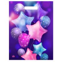 Пакет вырубная ручка 400х310х0,060 Воздушные звезды ПВД /50/500