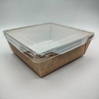 Салатник LAM-GEOBOX-1200 мл крафт белый внутри 165*165*65 мм прозрачная крышка  / 150шт/кор