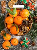 Пакет вырубная ручка 400х310х0,060 ламин Мандарины /50/500