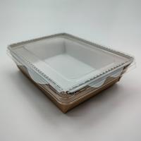 Салатник  500 мл LAM-GEOBOX-500 крафт белый внутри 160х120х45 мм прозрачная крышка 50/ 300 шт/кор