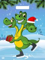 Пакет вырубная ручка 400х310х0,060 Горыныч на коньках /50/500