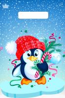 Пакет вырубная ручка 300х200х0,030 Пингвин на льдине ПВД /100/3000