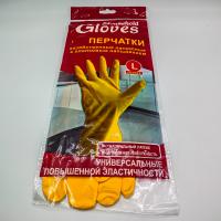 Перчатки латексные  хозяйственные универсальные L желтые /240