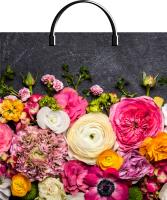 Пакет-сумка пласт ручка 360х370х0,100 Цветы на графите ПВД /10/100