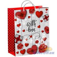 Пакет-сумка мягкая пласт ручка 400х300х0,140  Дарите любовь/40