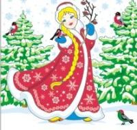 Салфетки бумажные  Лилия 24х24 с рисунком Снегурочка 1сл 40л/32