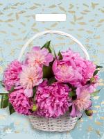 Пакет вырубная ручка 400х310х0,060 Корзина пионов ПВД /50/500