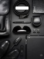 Пакет вырубная ручка 400х310х0,060 ламин Деловые в черном /50/500