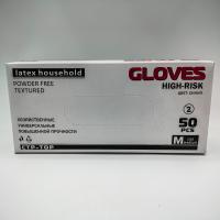 Перчатки латексные  М High Risk 25 пар в упак/10 C
