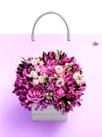 Пакет-сумка пласт ручка 350х360х0,085 Лиловый букетик  ПВД /10/100