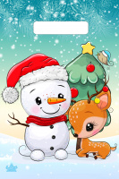 Пакет вырубная ручка 300х200х0,030 Милый снеговик ПВД /100/3000