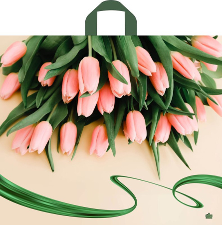 Пакет петлевая ручка 500x600x0,060 Райские тюльпаны ПВД /25/250