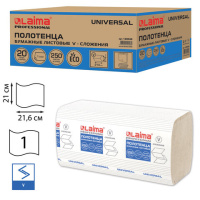 Полотенце бумажное 250шт LAIMA(H3)UNIVERSAL.1сл,21*21,6 20пачек Vсложения