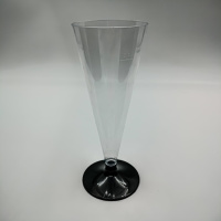 Фужер для шампанского Кристалл КОНУС 150мл прозрачный (низкая черная ножка) 6/390