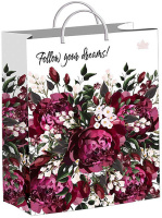 Пакет-сумка мягкая пласт ручка 400х300х0,140 Великолепные пионы /40