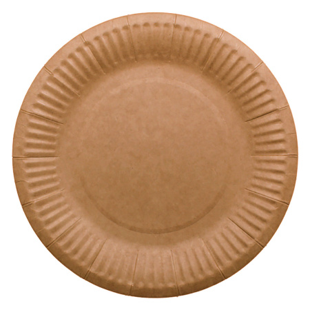 Тарелка картон неламинированная крафт D=180мм 100/1000