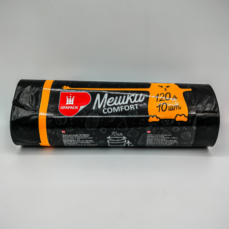 Мешки д/мусора  120л/10шт ПНД 16мкм черные  УфаПак/21