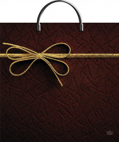 Пакет-сумка пласт ручка 360х370х0,100 Золотой бантик ПВД /10/100