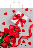 Пакет петлевая ручка 435х380х0,035 Красные розы ПВД /50/500