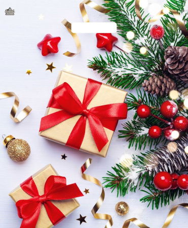 Пакет вырубная ручка 450х380х0,060 Новогодние презенты ПВД /50/500