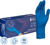 Перчатки Libry, латексные повышенной прочности High Risk 13гр  XL синяя упаковка 25пар
