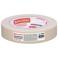 Клейкая лента малярная креппированная 25 мм х 50 м (реальная длина!), профессиональная, BRAUBERG