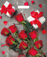 Пакет вырубная ручка 450х380х0,060 ламин Подарочный букет /50/500