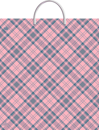 Пакет-сумка пласт ручка 440х400х0,100 Клетка розовая ПВД /10/100