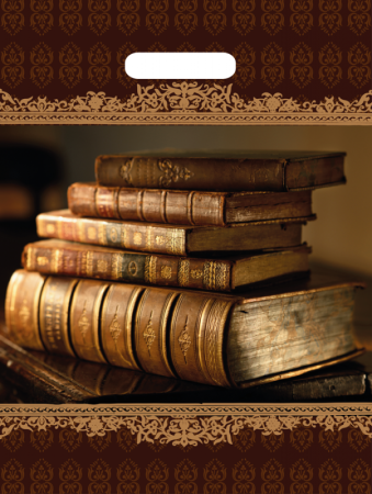 Пакет вырубная ручка 400х310х0,060 ламин Книги  /50/500