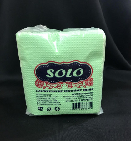 Салфетки бумажные  SOLO цветные 90л/40