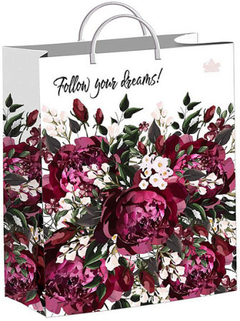 Пакет-сумка мягкая пласт ручка 400х300х0,140 Великолепные пионы /40