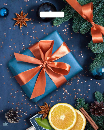 Пакет вырубная ручка 475х390х0,060 Подарок с апельсинами ПВД /50/500