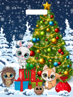 Пакет вырубная ручка 400х310х0,060 Новогодняя компания ПВД /50/500