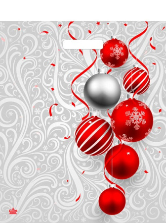 Пакет вырубная ручка 450х380х0,060 Алый серпантин ПВД /50/500