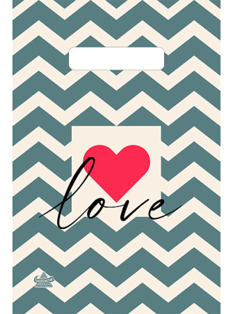 Пакет вырубная ручка 300х200х0,030 Влюбленность ПВД /100/3000