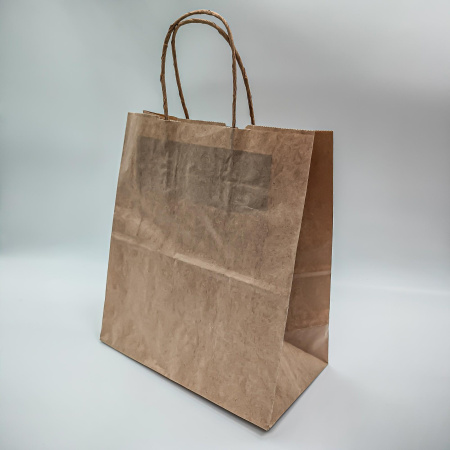 Пакет бумажный с кручеными ручками крафт  220х120х250мм /250 