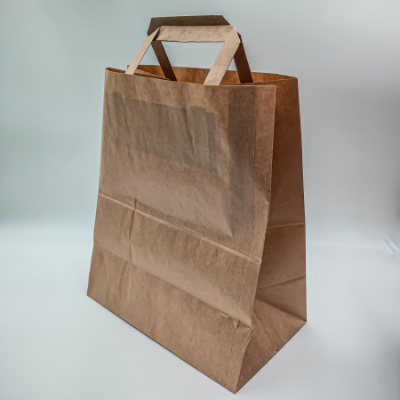 Пакет бумажный с плоскими ручками крафт 240х140х280мм /300