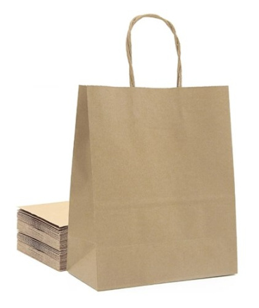 Пакет бумажный с кручеными ручками крафт  260х120х320мм /175 