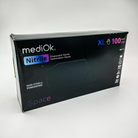 Перчатки неопудренные нитриловые черные ,M. AVIORA 100шт/10