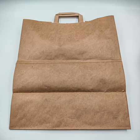 Пакет бумажный с плоскими ручками крафт 320х200х370мм /250