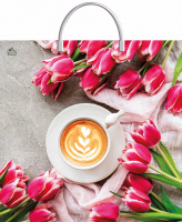 Пакет-сумка пласт ручка 360х370х0,100 Утренние тюльпаны ПВД /10/100