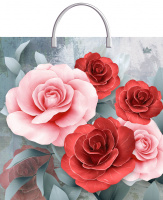 Пакет-сумка пласт ручка 350х360х0,085 Аромат роз  ПВД /10/100