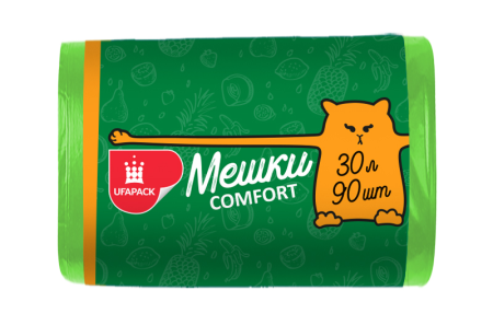 Мешки д/мусора 30л/90шт.6мкм 48х56 многопакетные салатовые Уфа ПАК /12