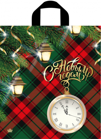 Пакет петлевая ручка 420х380х0,037 Часы с фонариками ПНД /50/300