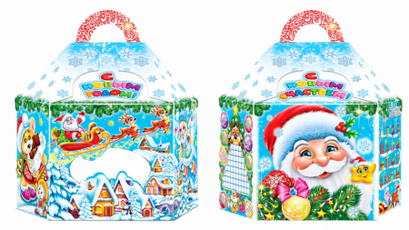 «Новогодние истории», МГК бурый оборот, Глиттерный лак + окошко, размер 230х155х260 мм 1500г/50