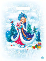 Пакет вырубная ручка 400х310х0,030 Снегурочка в морозном лесу ПВД /50/1300